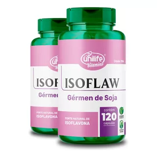 Kit 2 Isoflavona Germen De Soja 120 Cápsulas Unilife Sabor Sem Sabor