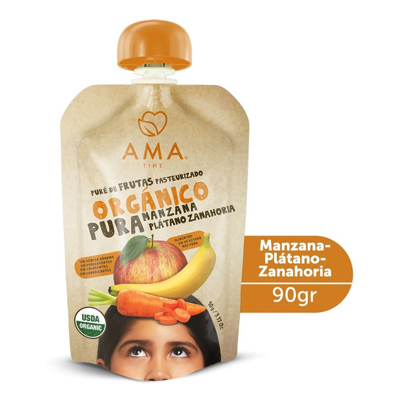 Ama Pure Manzana Platano Zanahoria Organico 90 G