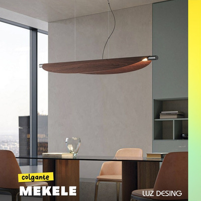 Colgante Led Mekele L Simil Madera 135cm Diseño 20w Dab