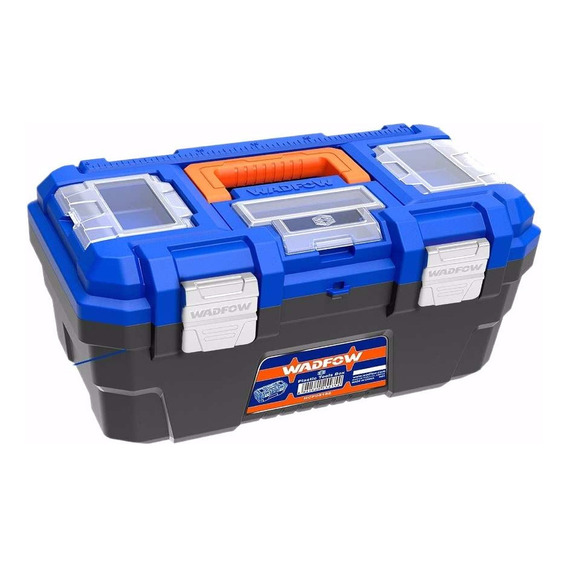 Caja De Herramientas 16 C/bandeja Gancho Metalico Wadfow Color Azul Y Naranja