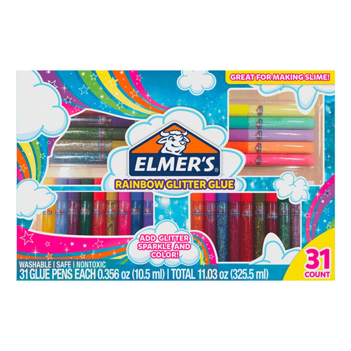 Pack Pegamento Glitter En Tubo Elmers Caja X30 Color Multicolor
