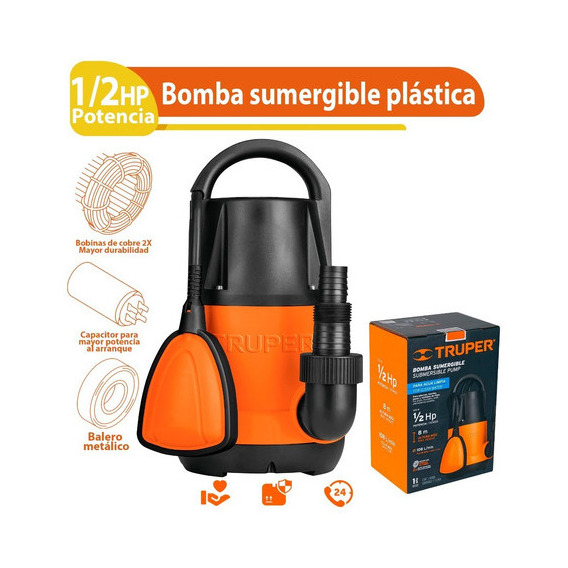 Bomba Sumergible Para Agua Limpia 1/2 Hp Truper 12601 120V