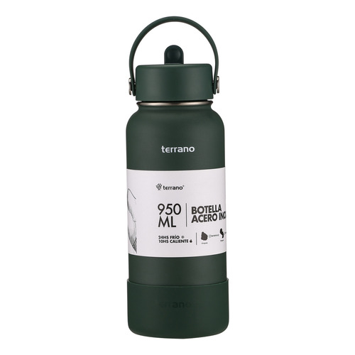 Botella Térmica Terrano 950ml. C/pico. Y Accesorios Color Verde Oscuro