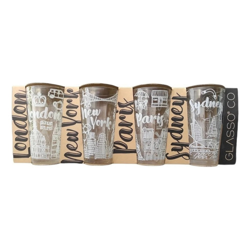 Set De 4 Vasos City Colletion Glasso 475 Ml