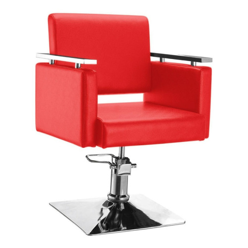 Silla Para Estetica Premium Gran Shopping Cuadrada Barbero Sillon Color Rojo