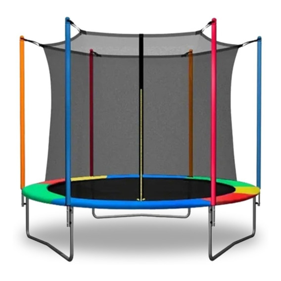 Cama Elastica 2,44 Metros Trampolin Red Protectora Chicos Color Mt2440 Multicolor Color De La Lona De Salto Negro Color Del Cobertor De Resortes Multicolor