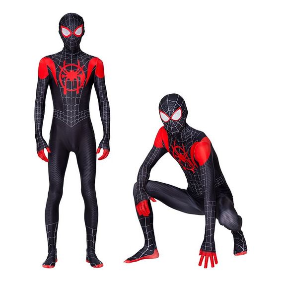 Traje Para Spiderman Miles Morales Cosplay Adultos Halloween Película Apoyo Del Partido De Halloween Conjoined