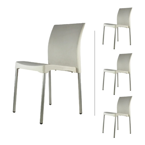 Set De 4 Sillas Modernas Para Restaurante Color de la estructura de la silla Blanco