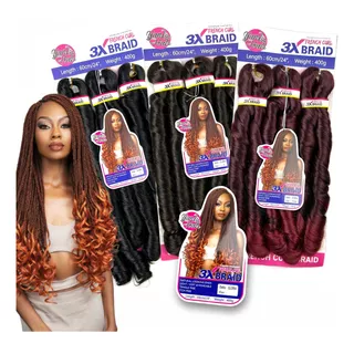 Cabelo Jumbo French Curl Glória Liso Ondulado Crochet Braid