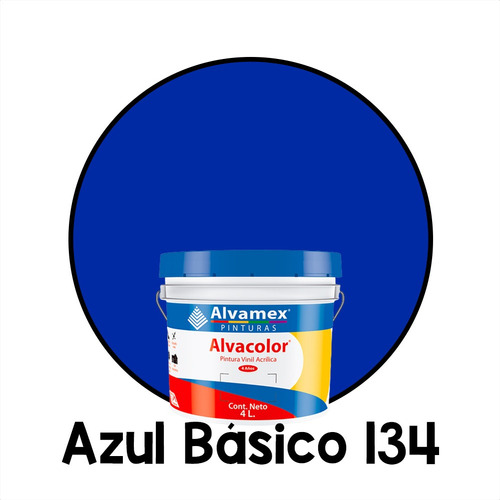 Pintura Vinilica Mate 4 Litros Alvacolor 4 Años Galón Int/ex Color Azul Básico