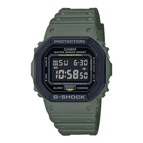 Reloj G-shock Casio Hombre Dw-5610su-3d Digital Original Color De La Correa Verde Color Del Bisel Negro Color Del Fondo Negro