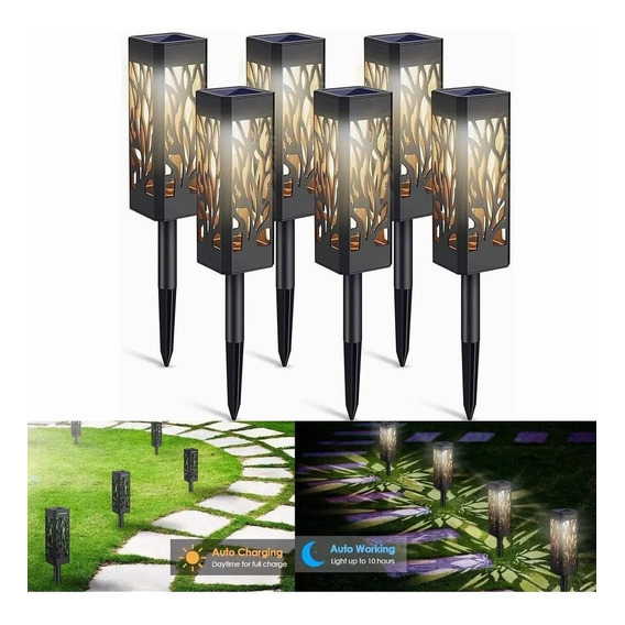 Luz Solar De Jardín Impermeable Para Exteriores, 6 Piezas