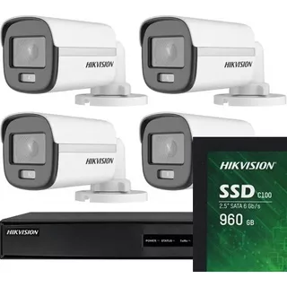 Kit Seguridad Hikvision Dvr 4 + 4 Cam 2mp Color Noche +1tb