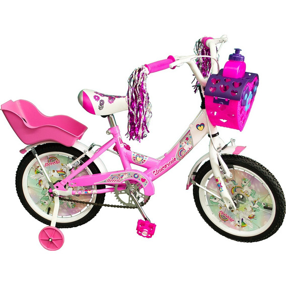 Bicicleta Rdo 14 Para Nenas Unicornio Full.... By Necchi