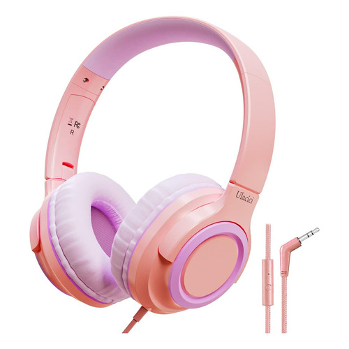 Ulacici Pink Kids Headphones For School, Kids Headphones Con