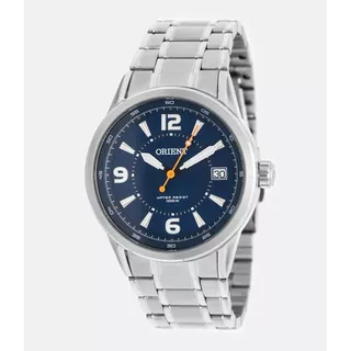 Relógio Orient Masculino Prata - Mbss1269 P2sx Cor Da Correia Prateado Cor Do Fundo Azul