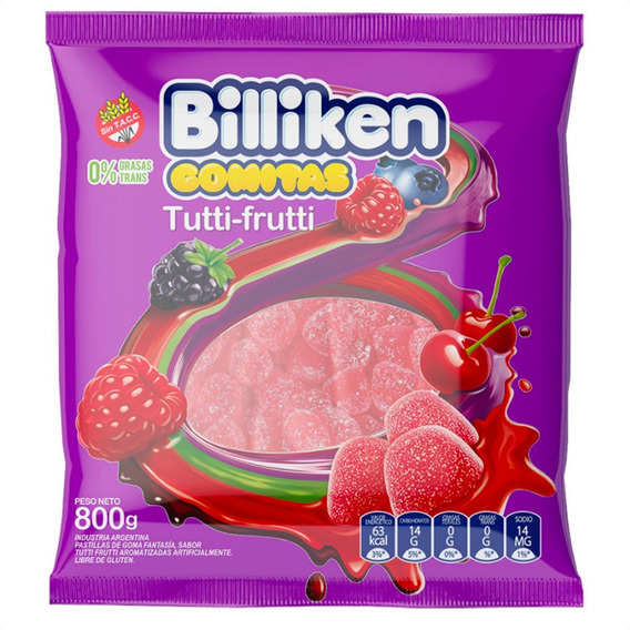 Gomitas Billiken tutti frutti 800gr libre glúten sin tacc