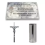 Combo Placa + Florero + Cruz. Para Cementerio, Lapidas.