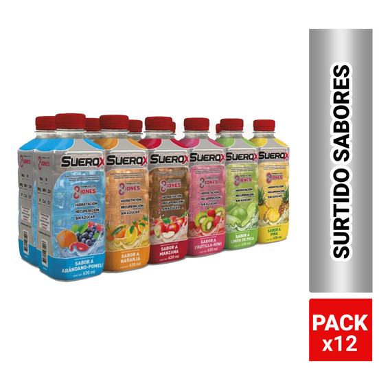 Suerox Pack 12 Bebidas Isotónicas Surtido Sabores 630 ml c/u