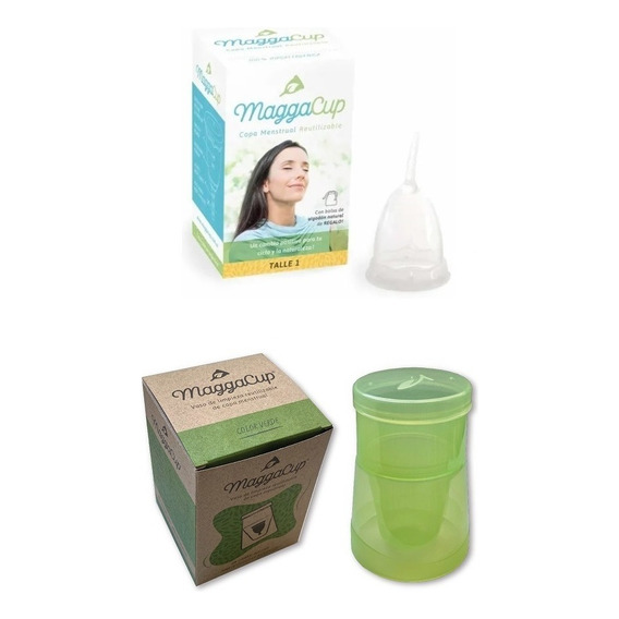 Copa Menstrual Maggacup Silicona + Vaso Esterilizador Color Color Copita 1 Y Vaso Verde