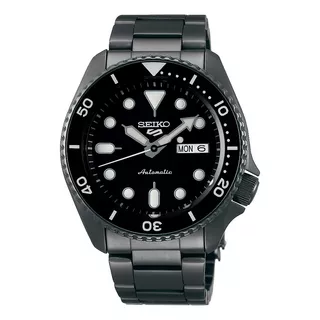 Reloj Seiko 5 Sports Srpd65k1 Original Color De La Correa Negro Color Del Bisel Negro Color Del Fondo Negro