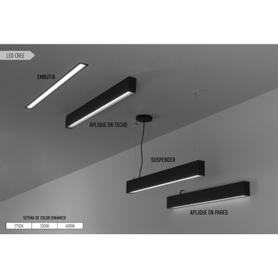 Perfil Led Dyna Negro 120cm Dinámico Lineal 25w Lk  