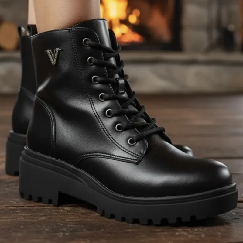 Bota Coturno Feminina Via Marte Preta Oferta