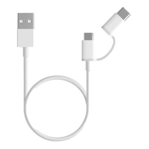 Cable Xiaomi Usb A Tipo C Y Usb Micro 2 En 1 Original 100cm Blanco