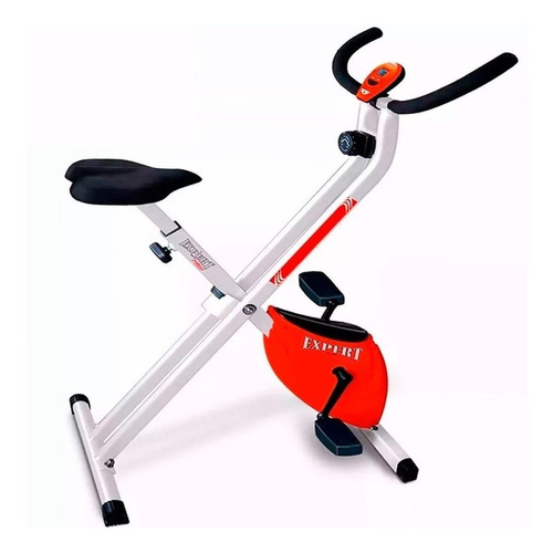Bicicleta Fija Expert Fitness Plegable Ergométrica Mide Calorías, Distancia, Tiempo, Velocidad color blanco y rojo