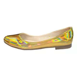 Flats Oro Dorado Tornasol Balerina Casual Dama