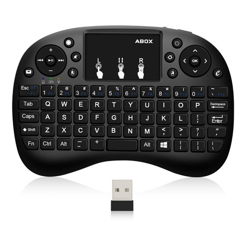 Mini Teclado Inalambrico Iluminado Usb Touch Xbox Tv Español Color del teclado Negro.
