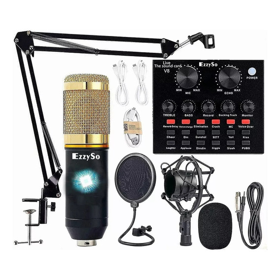 Micrófono De Condensador Bm800 V8 Kit Tarjeta De Sonido Vivo