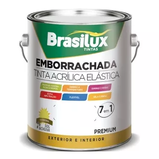  Tinta 3,6lt Emborrachada Impermeabilizante Branco Brasilux 