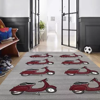 Alfombra Gris Moderna Shiraz 1883 Motos 160x230 Kreatex