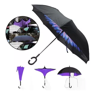 Guarda Chuva Inverso Grande 120cm Automático Preto Estampa Cor Estampado