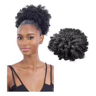 Aplique Coque Puff Cacheado Afro De Cabelo Humano Volumoso