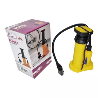 Bomba Compressor Pedal Com 2 Bicos Pneus Bolas Colchão Bike Cor Amarelo