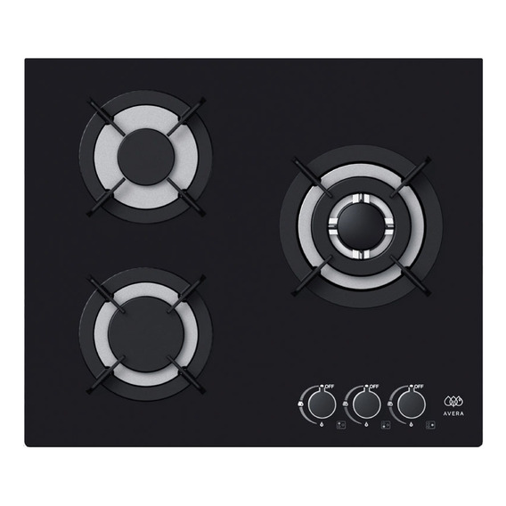 Avera Parrilla A Gas 3 Quemadores, Panel De Vidrio Temp Vt3 Color Negro