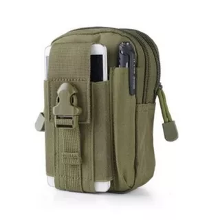 Morral Tactico Militar Riñonera Molle Bolso Funda Celular Verde S-5022v