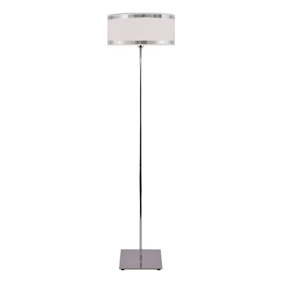Lampara De Pie Acero Y Pantalla Natural Borde Cromo Apto Led Blanco/natural
