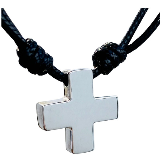 Dije Cruz De Plata 925 Suiza Collar Ajustable Hombre Mujer