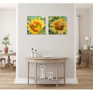 Girasoles Acuarela Cuadros Decorativo Canvas