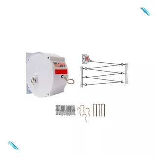 Varal Recolhível Retrátil Parede 30m Travamento Automático Cor Branco