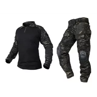 Tenida Militar Airsoft Multicam Black + Protecciones 