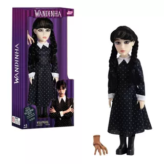 Boneca Wandinha Addams + Mãozinha Wednesday Articulada 44cm