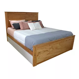 Cama 2 Dos Plazas Laqueada Respaldo Madera Blanca King Size