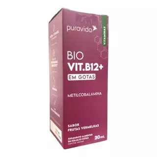 B12 Drops Metilcobalamina 20ml Sabor Frutas Vermelhas Puravida