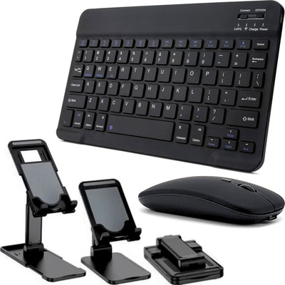 Teclado Mouse Bluetooth Sem Fio Suporte Celular Tablet iPad