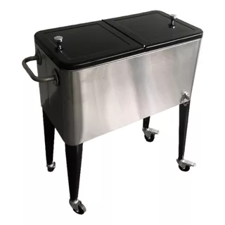 Cooler Retro Nevera Acero Inoxidable Con Ruedas 60 Lts