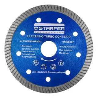 Disco De Corte Starfer Diamantado Ultrafino Turbo Contínuo Cor Azul